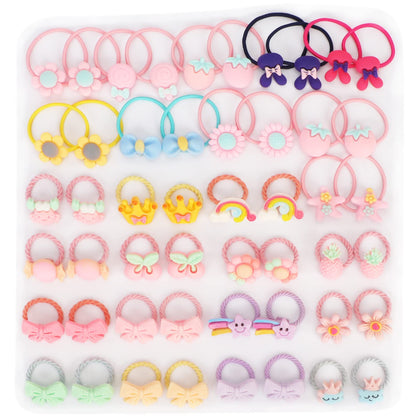Unaone Cartoon Elastic Hair Ties, 50 PCS Cute Hair Ties For Girls, Little Hair Bands Ropes Ponytail Holder for Thin Hair, Suitable for Baby Girls Toddlers Kids Children