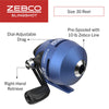 Zebco Slingshot Spincast Reel and Fishing Rod Combo, 5-Foot 6-Inch 2-Piece Fishing Pole, Size 30 Reel, Right-Hand Retrieve, Pre-Spooled with 10-Pound Zebco Line, Blue