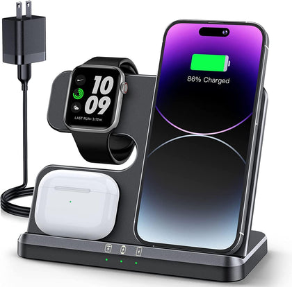 JARGOU 3 in 1 Charging Station for Apple Wireless Charger for iPhone 15 14 13 12 11 X 8 Series Wireless Charging Station for Multiple Devices for Apple Watch Charger for AirPods 2/3/Pro/Pro 2