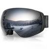 findway Ski Goggles, OTG Snowboard Goggles Magnet Interchangeable Lens Winter Snow Goggles Anti-Fog UV Protection Helmet Compatible for Men Women, Black Lens Goggle(vlt 6.8)