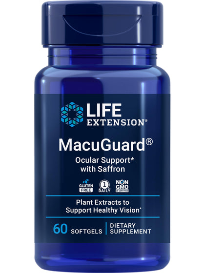 Life Extension MacuGuard Ocular Support with Saffron - Eye Health Supplement for Healthy Vision - with lutein, meso-zeaxanthin, zeaxanthin, saffron - Gluten-free, Non-GMO - 60 softgels