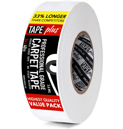 Professional Rug Tape - 2 Inch by 40 Yards (120 Feet! - 2X More!) - Double Sided Non-Slip Carpet Tape - Premium White Finish - Perfect Gripper for Holding Indoor Rugs in Place