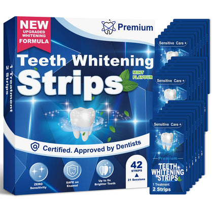 Vueix Teeth Whitening Strips: 42 Upgraded Sensitivity Free Whitening Strips for Removing Smoking Coffee Stain, 21 Treatments White Strips for Teeth whitening, Effective Home Use Tooth Whitening Kit