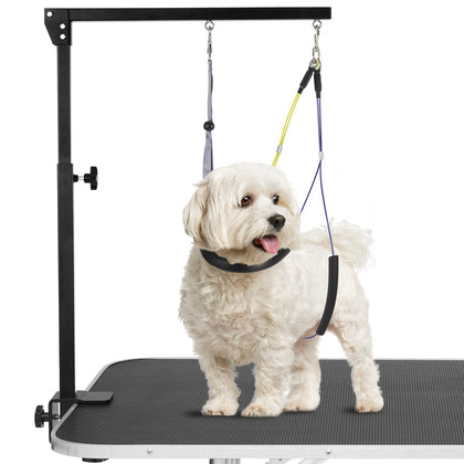 Adjustable Dog Grooming Arms with Anti-Slip Powerful Metal Clamp,Portable Pet Grooming Arm for Table with 1 Loop Noose & Two No Sit Haunch Holder,Grooming Restraint for Small Medium Dogs/Cats at Home