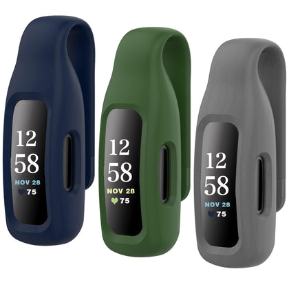 HSWAI 3-Pack Clips Replacement for Fitbit Inspire 2/Fitbit Inspire 3, Soft Comfortable Silicone Clip 360°Protection Holder Accessory Compatible with Fibit Inspire 2/3?Army Green/Navy/Gray