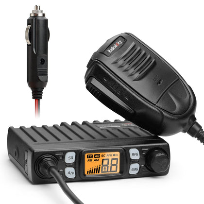 Radioddity CB-27 Pro CB Radio 40-Channel Mini Mobile with AM FM Instant Emergency Channel 9/19, 4W Power Output, LCD Display, VOX, RF Gain, and Handheld Mic