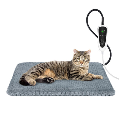 INVENHO Heated Cat Bed, Waterproof Adjustable Temperature Dog Cat Heating Pad with Timer, Indoor Pet Heating Pad for Cats Dogs Electric Pads for Dogs Cats, Pet Heated Pad (S: 18