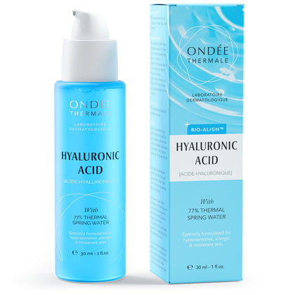 Ondee Thermale Hyaluronic Acid Serum for Face - 16 Minerals, French Alps Thermal Water, Hydrating and Nourishing, Non-Drying, Oily Skin Friendly, 1 Fl Oz