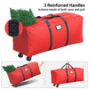 Winpull Rolling Christmas Tree Storage Bag Fits Up to 9 Ft Tall Disassembled Tree, Durable 600D Waterproof Oxford Fabric, Zippered Bag with Wheels & Handles, Heavy Duty Xmas Storage Container (Red)