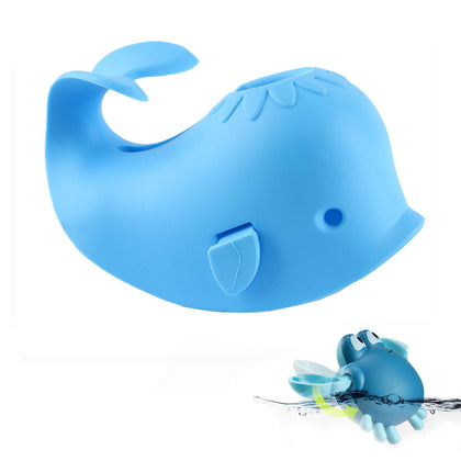 Bath Spout Cover, Universal Whale Bathtub Faucet Baby Shower Protection Cover with A Gift for Kid Toddler Bath Safety (Blue)