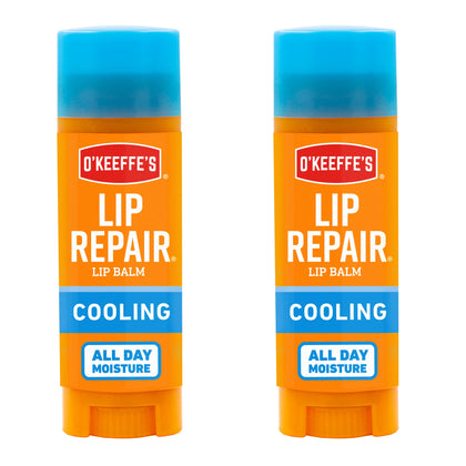 O'Keeffe's Cooling Relief Lip Repair Lip Balm for Dry, Cracked Lips, Stick, (Pack of 2)