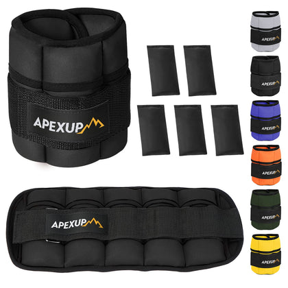 APEXUP 7 lbs/Pair Adjustable Ankle Weights for Women and Men, Modularized Leg Weight Straps for Yoga, Walking, Running, Aerobics, Gym (Black)