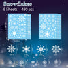 Christmas Decorations 480 Pcs Snowflakes Window Clings 8 Sheets Snowflakes Decor Double-Sides Christmas Window Glass Stickers Decals for Home Party Supplies