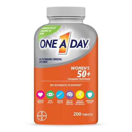 One A Day Womens 50+ Multivitamins Tablet, Multivitamin for Women with Vitamin A, C, D, E and Zinc for Immune Health Support*, Calcium & more, 200 Count