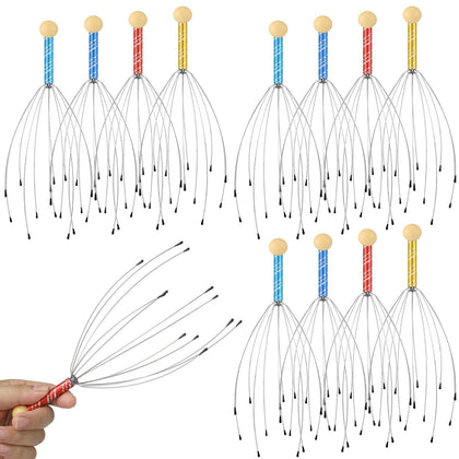 Soaoo 36 Pcs Scalp Massager Manual Head Massager Christmas Relaxing Gifts Handheld Steel Wire Head Scratcher with Wooden Handle for Body Head Home Office Spa Stress Relief Relaxation Women Men Gift