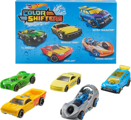 Hot Wheels Set of 5 Color Shifters Cars or Trucks in 1:64 Scale, Color Change Toy Vehicles (Styles May Vary)