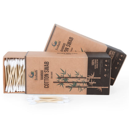 Bamboo Cotton Swabs - 1000 Count - Pointed & Spiral Heads- 100% Biodegradable Cotton Buds | Natural & Sustainable Makeup Remover | Organic Cotton Heads | Eco-Friendly | Cruelty-Free and Vegan.