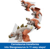 Mattel Jurassic World Fierce Changers 2-in-1 Dinosaur Figure, Double Danger Transforming Toy, Carnotaurus to Stegosaurus, 11 Steps