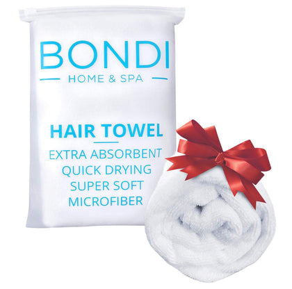 Bondi SPA Microfiber Hair Towel - Dries Hair 50% Faster - Anti-Frizz Hair Drying Towel for Long or Curly Hair - XL (42 x 22) - Perfect Stocking Stuffers for Women