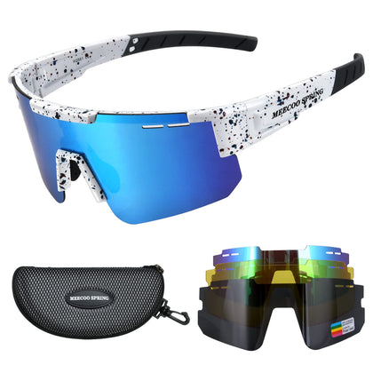 Baseball Sunglasses for Youth Men Women with 3 Lenses,TR90 Frame UV 400 Protection Polarized Cycling Sport Sunglasses (Blue)
