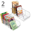 mDesign Plastic Food Storage Bin Organizer with 3 Compartments for Kitchen Cabinet, Pantry, Shelf, Drawer, Fridge, Freezer Organization - Holds Snack Bars - Ligne Collection - 2 Pack - Clear