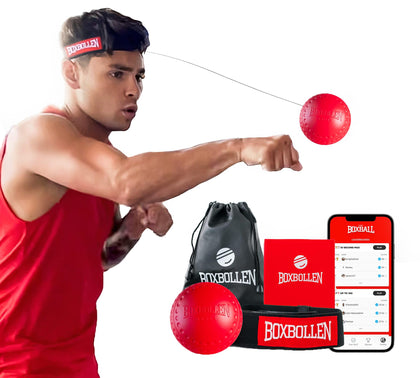 Boxbollen Original with App, Used by Celebrities - MMA Gear Boxing Ball - Boxing Reflex Ball with Adjustable Strap - Interactive The Boxball App Integration - Stocking Stuffer Ideas - 1 Pack