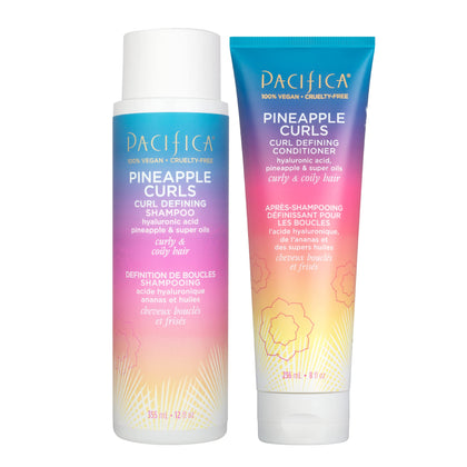 Pacifica Beauty Pineapple Hyaluronic Acid Shampoo & Conditioner Set for Curly Hair, Vegan & Cruelty Free, 2 Piece