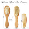 Funfushka Baby Wooden Hair Brush and Comb Set for Newborn Toddler - Natural HairBrush with Soft Goat Bristle for Girl and Boy, Perfect for Cradle Cap