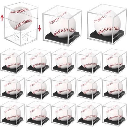 Kigley 18 Pcs Baseball Display Cases for Balls Clear Baseball Cube Acrylic Baseball Holder UV Protection Boxes Memorabilia Ball Display Cases Storage Baseball Holders for Official Size Baseball