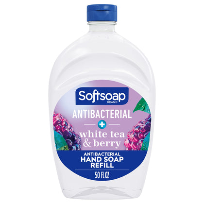 Softsoap Antibacterial Liquid Hand Soap Refill, White Tea & Berry Scented Hand Soap, 50 Ounce(Packaging May Vary)
