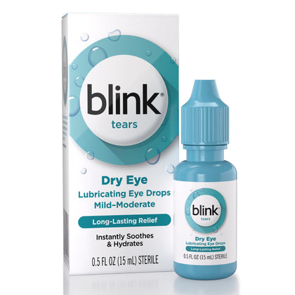 Blink Tears Lubricating Eye Drops, 0.5 fl oz (15 mL) Eye Care for Mild to Moderate Dry Eyes, Hyaluronate for Boosting Hydration, Moisturizing & Soothing Eye Drops for Dry Eyes