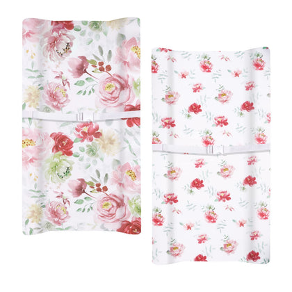 PHF Floral Changing Pad Cover for Baby Girls, 2 Pack Soft Changing Table Sheets or Cradle Sheets Fit Most Baby Changing Pads, Watercolor Floral