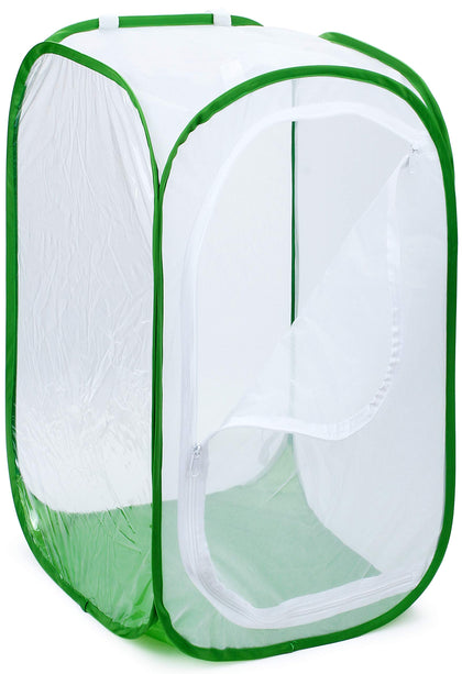 RESTCLOUD 4 Feet Extra Large Monarch Butterfly Habitat, Giant Collapsible Insect Mesh Cage Terrarium Pop-up (White + Green, 28 x 28 x 48 Inches)
