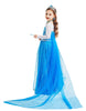 Elsa Princess Dress for Girls, Frozen Princess costume for Kids Snow Party Queen,Birthday Party Dress Up with Accessories (Blue, 3T-4T(110))