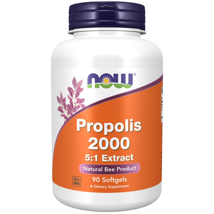 NOW Supplements, Propolis 2,000 (Bee Propolis), 5:1 Extract, Natural Bee Product, 90 Softgels