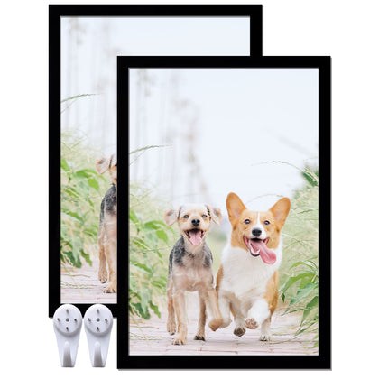 icariery Black 16x24 Picture Frame Set of 2, High Transparent Poster Frames for 16 x 24 Canvas Collage Photo Poster Certificate Wall Gallery Horizontal Vertical 16 By 24