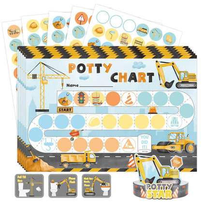 Potty Training Chart - Construction Toilet Training Reward Chart with 270 Potty Training Stickers Crown Sticker Chart for Girls Toddler Kids Potty Training for Ideal Gift Birthday
