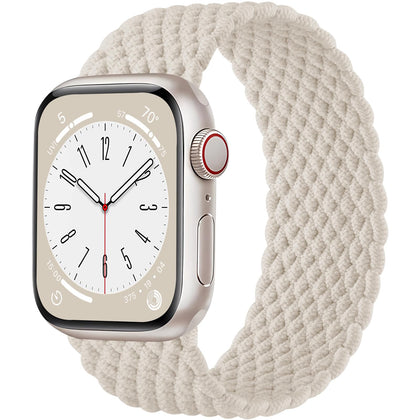 Zedoli Braided Solo Loop Compatible with Apple Watch Band 41mm 40mm 38mm 42mm 44mm 45mm 49mm Women Men, Stretchy Soft Nylon Sport Wristband Strap for iWatch Bands Series 9 8 7 6 5 4 3 2 1 SE,Starlight