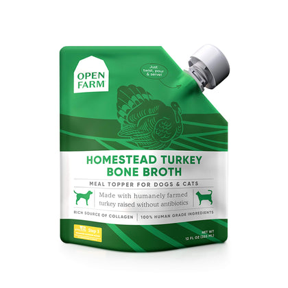 Open Farm Bone Broth, Food Topper for Both Dogs and Cats with Responsibly Sourced Meat and Superfoods Without Artificial Flavors or Preservatives, 12oz
