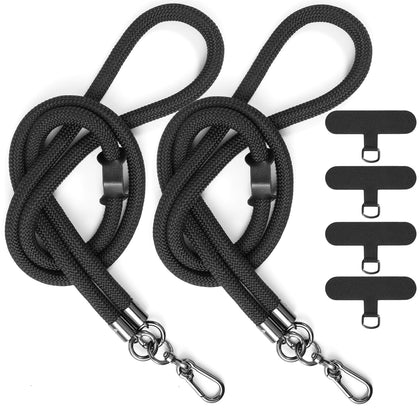 YICHEEY 2 x Phone Lanyard + 4 x Phone Tether Tab, Soft Nylon Crossbody Thick Rope Cell Phone Lanyards Phone Strap