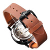 FORSINING Men's Automatic Watch with Mechanical Movement, Skeleton Dial and Leather Band