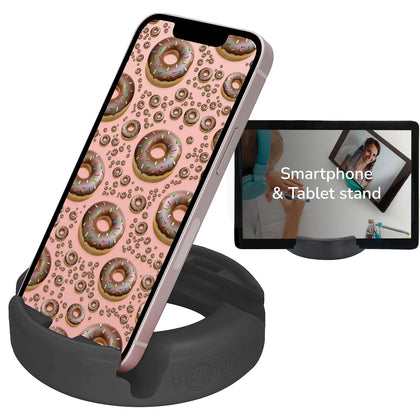 GoDonut - Phone Stand Original - Cell Phone Holder + iPad Stand Desk Organizer - Compatible with Tablet, iPhone, Kindle & Most Smartphones - Black