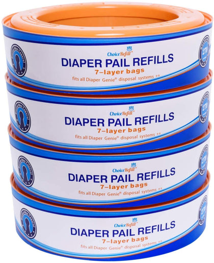 ChoiceRefill Compatible with Diaper Genie Pails, 4-Pack, 1080 Count