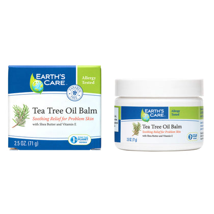 Earth's Care Tea Tree Oil Balm - Tea Tree Moisturizer for Problem Skin - Repair Cream with Shea Butter and Vitamin E 2.5 oz. (71 g)