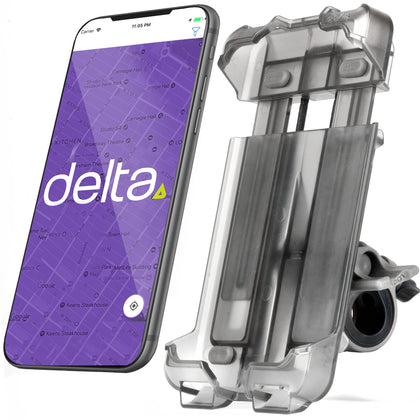 Bicycle Phone Mount by Delta Cycle - Lockable Bike Phone Mount Handlebar Adjusts to Any Size Bar - Fits Any Phone Or iPhone Up to 3.5