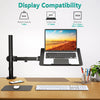 WALI Laptop Tray Desk Mount for 1 Laptop Notebook up to 17 inch, Fully Adjustable, 22 lbs Capacity with Vented Cooling Platform Stand (M00LP)
