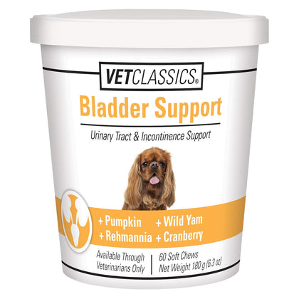 Vet Classics Bladder Support Urinary Tract & Incontinence Dog Supplement - Maintains Bladder Health for Dogs, Helps With Pet Incontinence - Soft Chews, Tablets - 60 Soft Chews