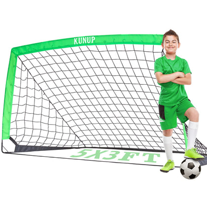 Kunup Kid Soccer Goal for Backyard 5x3FT 6x4FT 9x5FT Large Portable Soccer Net for Backyard Folding Soccer Goal Practice Net with Carrying Bag for Outdoor Indoor