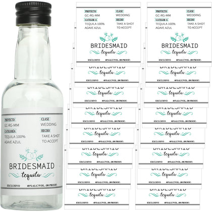16 Pcs Bridesmaid Proposal Gift Wine Bottle Labels Set Tequila Self Adhesive Labels for Bottles Waterproof Bridesmaid Stickers for Tequila Wine Bridal Party Favor Gifts, 1.75 x 1.75 Inches