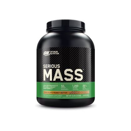 Optimum Nutrition Serious Mass, Weight Gainer Protein Powder, with Added Immune Support, Chocolate Peanut Butter, 6 Pound (Packaging May Vary)